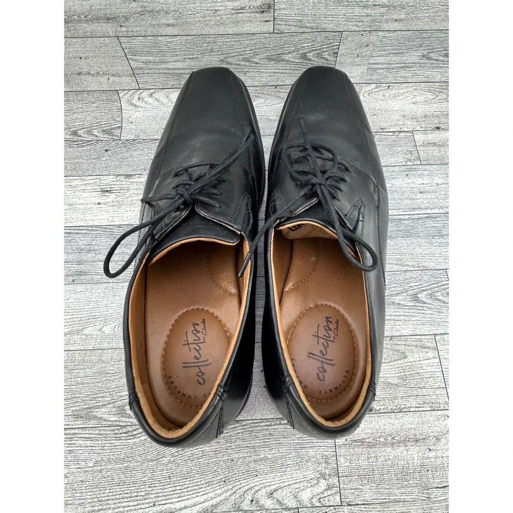 Clarks Collection Men Black Leather Ultimate Comfort Derby Shoes Size 11.5M